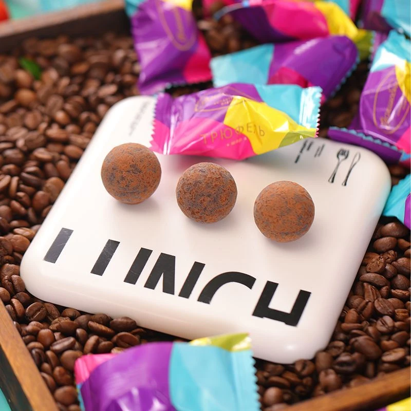 俄罗斯进口戚巧卡松露味七彩球巧克力保质期至2025年8月20日