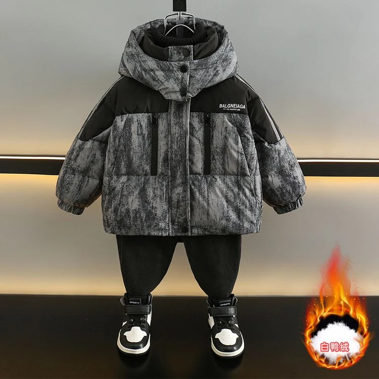 男童羽绒服儿童外套冬季轻薄2024新款宝宝保暖鸭绒服男孩帅气冬装