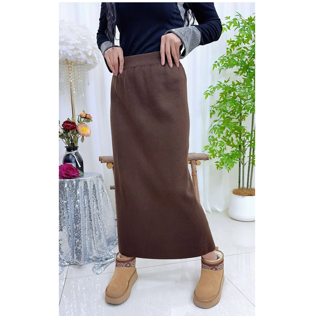 裙子显瘦高腰时尚百搭复古开叉中长款秋冬