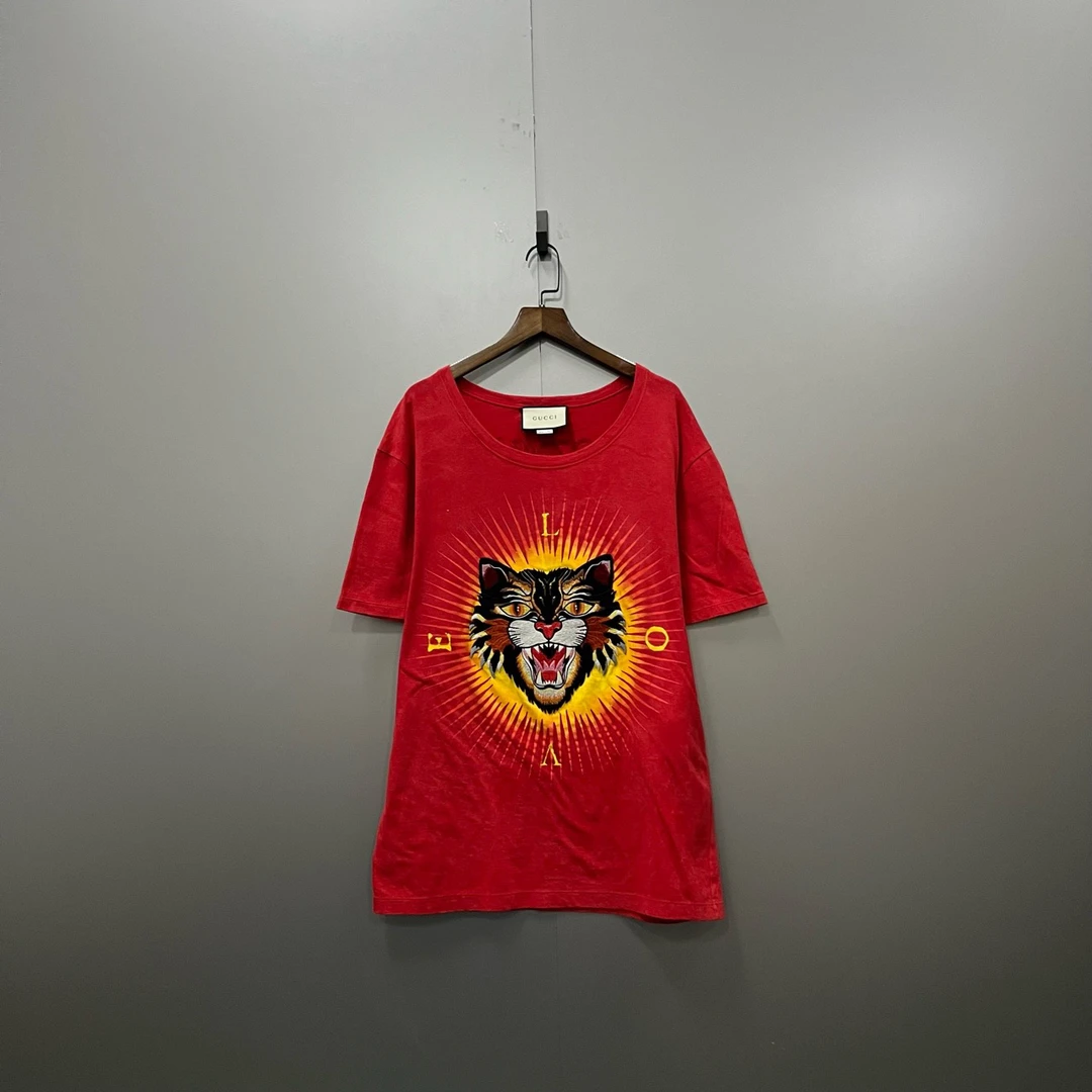 GUCCI 古驰 红色虎头刺绣短袖 M码/95新/公价6500/无配件