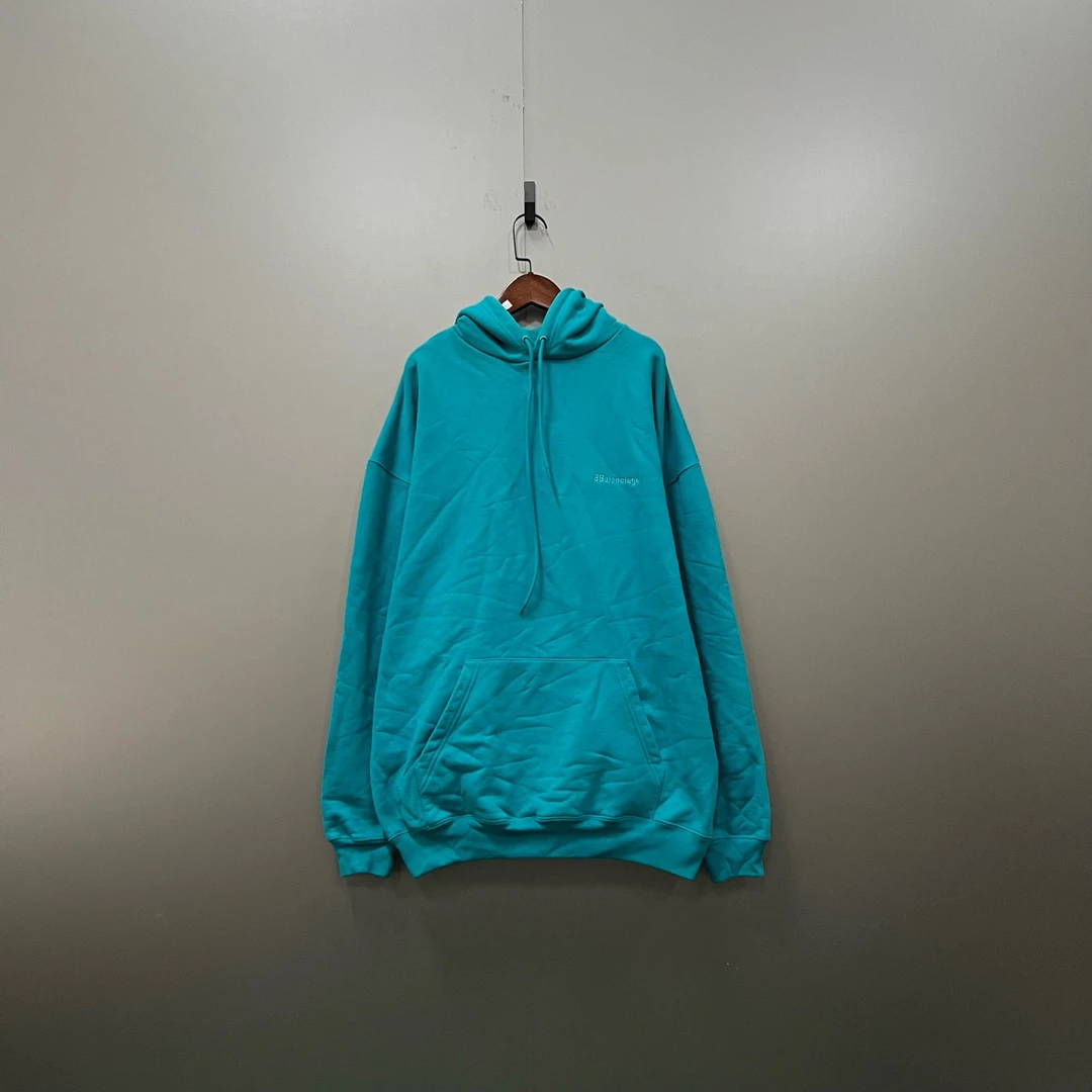 Balenciaga 巴黎世家 孔雀蓝刺绣logo帽衫 S码/全新/公价4661