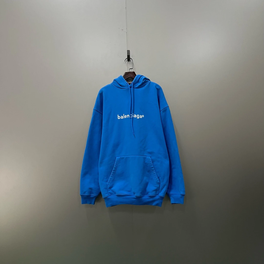 Balenciaga 巴黎世家 蓝色字母印花logo帽衫 S码/98新/公价5800/
