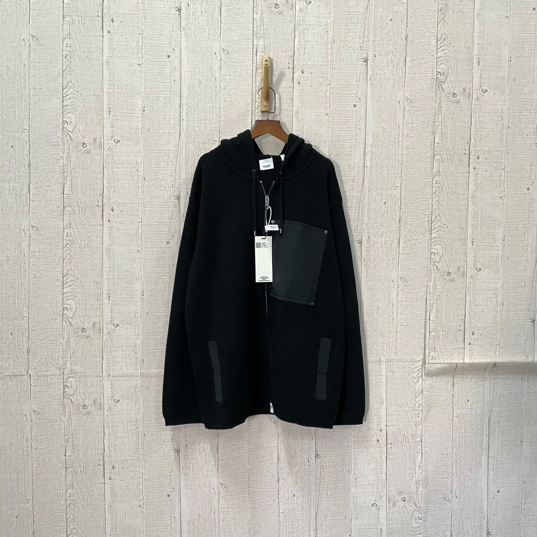 Burberry 巴宝莉 黑色针织帽衫 5*L码/全新/公价7000/吊牌
