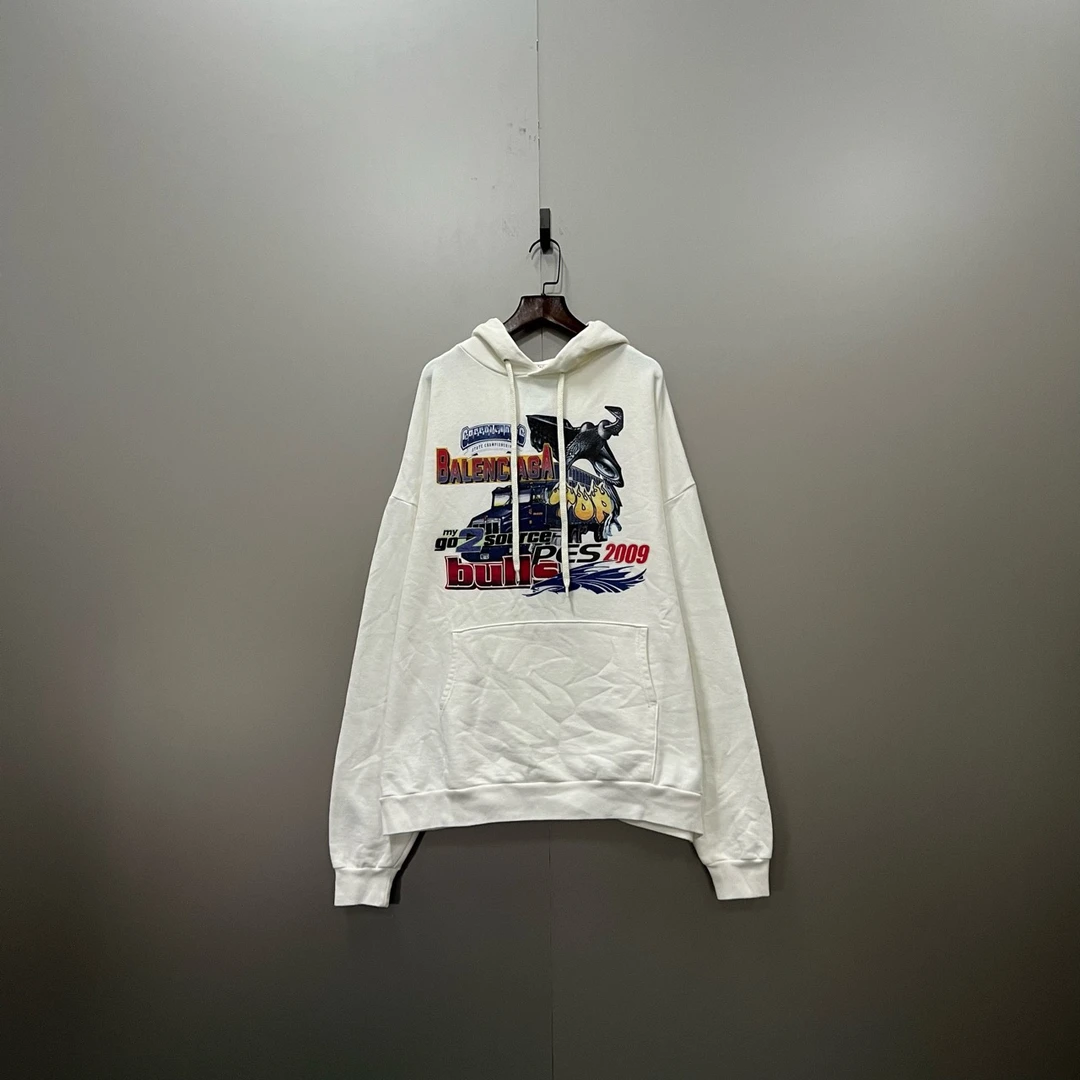 Balenciaga 巴黎世家 白色图案字母logo帽衫 M码/95新/公