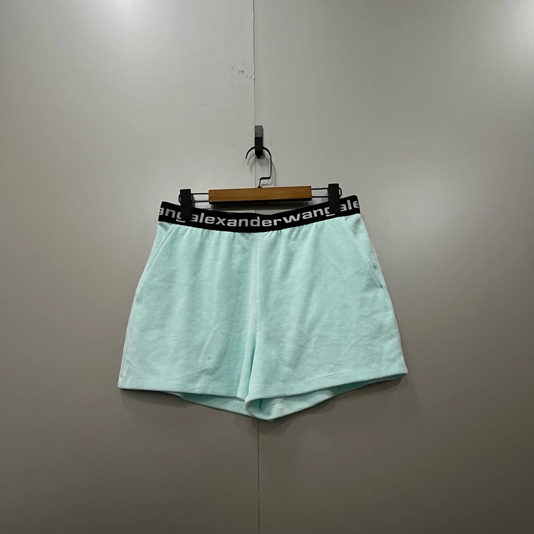 alexander wang 亚历山大王 蓝色印花logo短裤 S码/95新/公价400