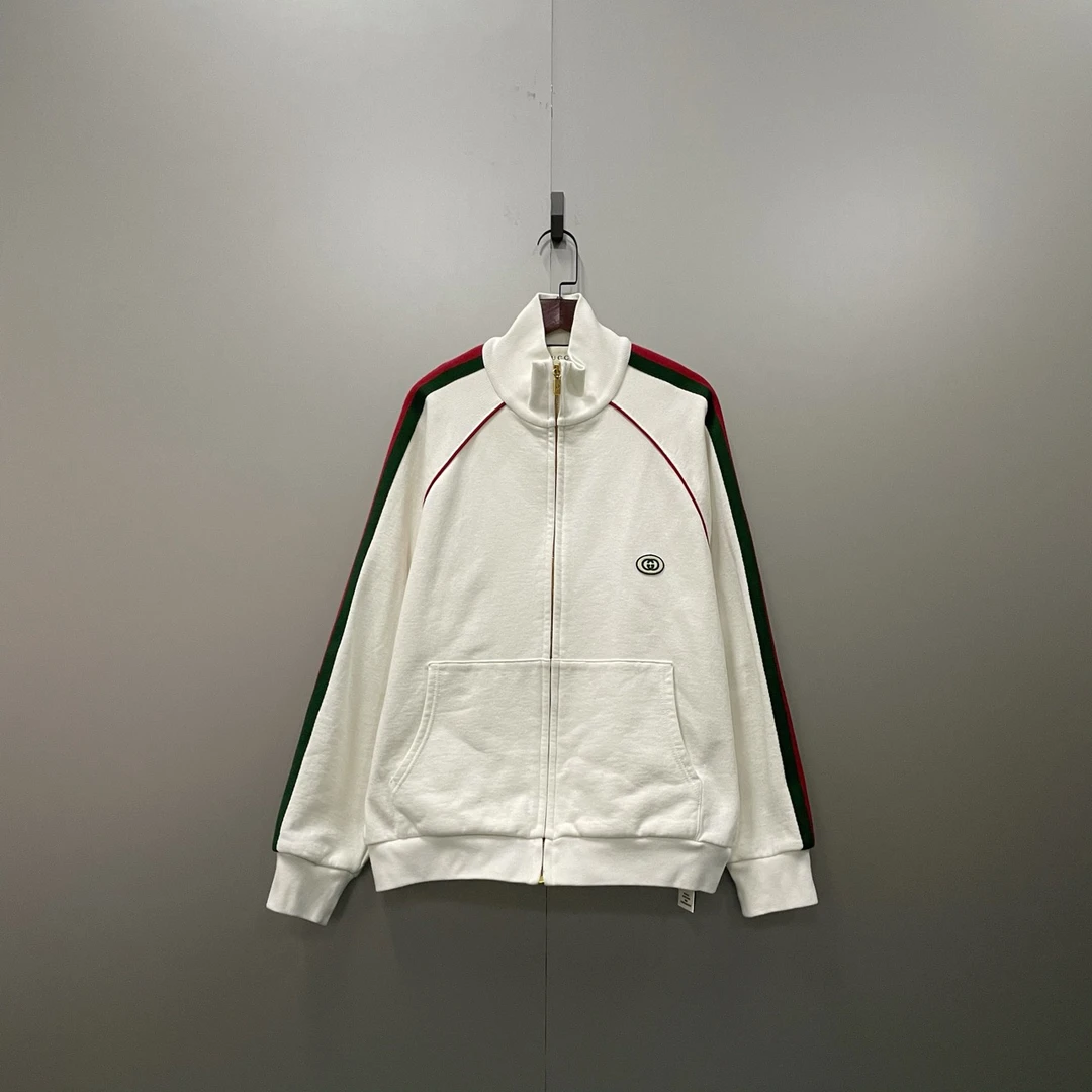 GUCCI 古驰 双G条纹刺绣拉链外套 XS码/98新/公价10600/无配件 jc