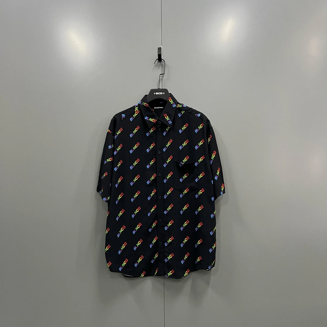 Balenciaga 巴黎世家 彩色弹幕logo短袖衬衫 38码/95新/公价7200
