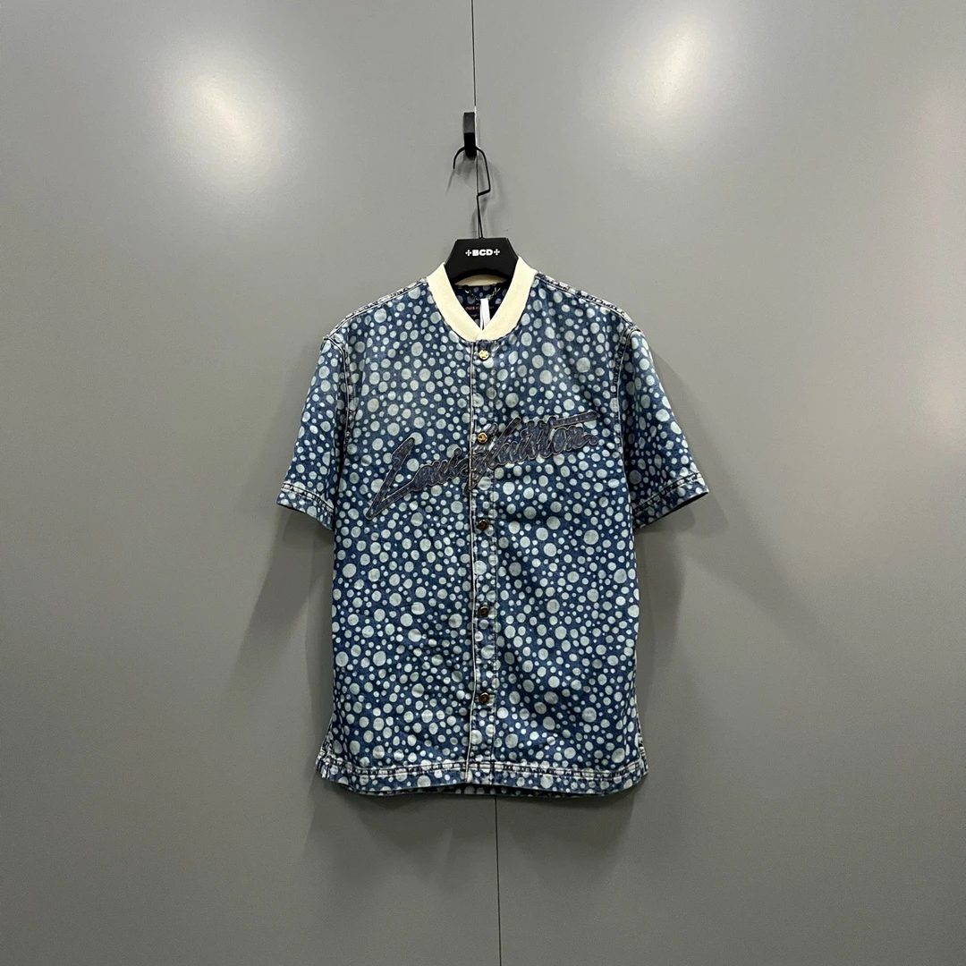 Lv 草间弥生 波点满印刺绣logo棒球衬衫 XS码/全新/公价12500