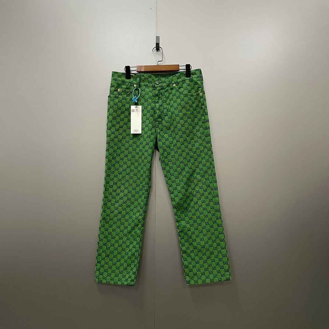 GUCCI 古驰 绿色满印双G长裤 34码 /98新/公价8200/无配件 fg2065