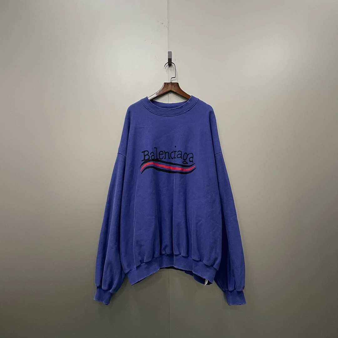Balenciaga 巴黎世家 蓝色可乐印花破坏卫衣 L码/95新/公价9800