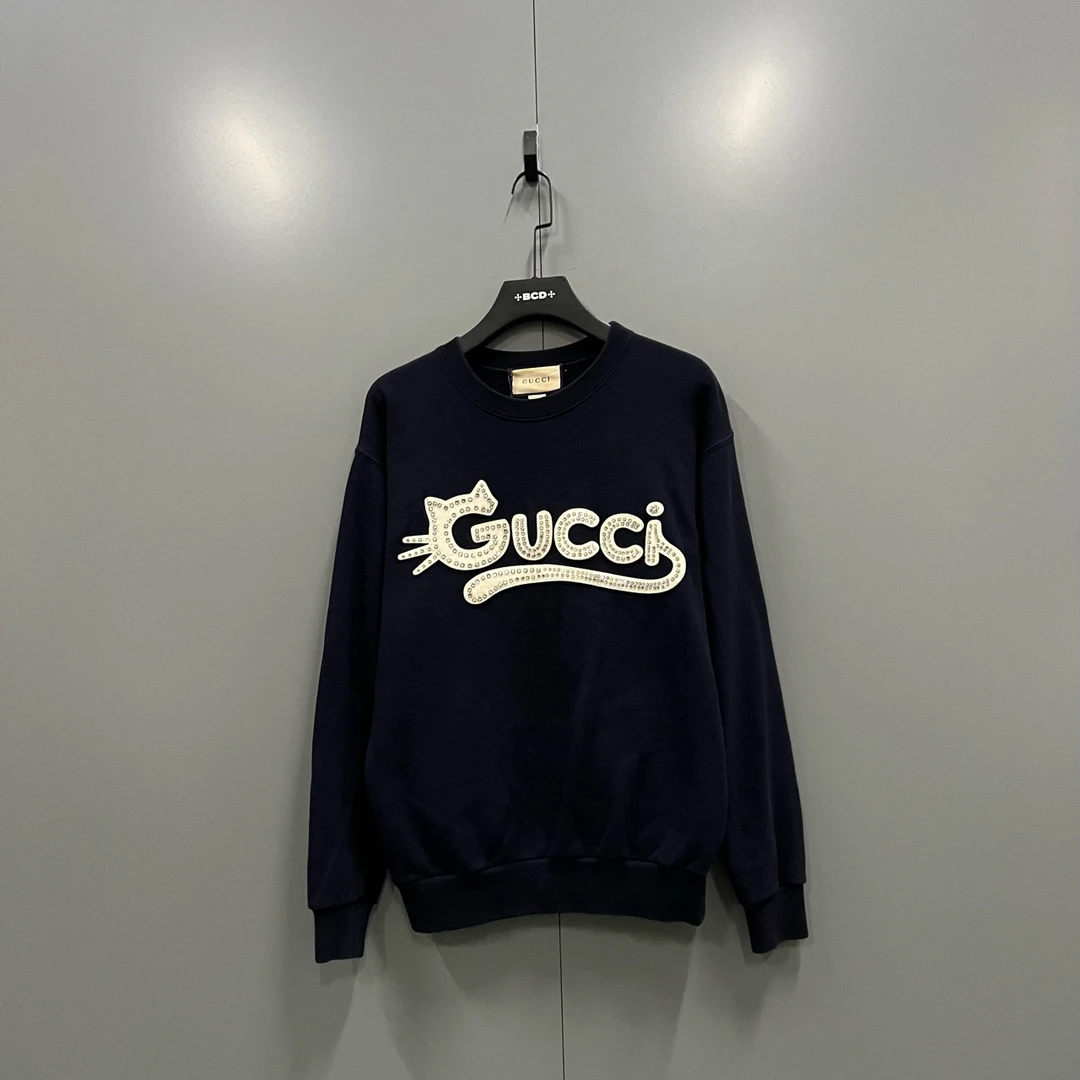 GUCCI 古驰 水钻小猫logo卫衣 XXS码/95新/公价11800/无配件 fg20