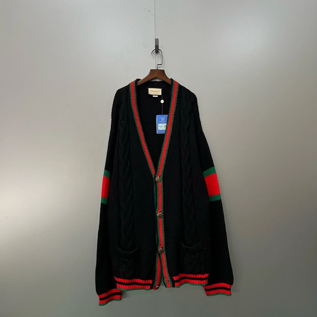 Gucci 古驰 红绿条纹针织开衫 XXL码/95新/公价8900/无配件
