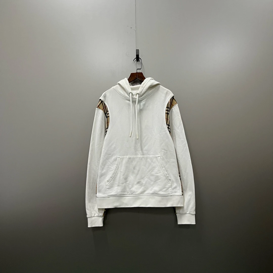Burberry 巴宝莉 格纹拼接帽衫 M码/95新/公价7400/无配件 fg