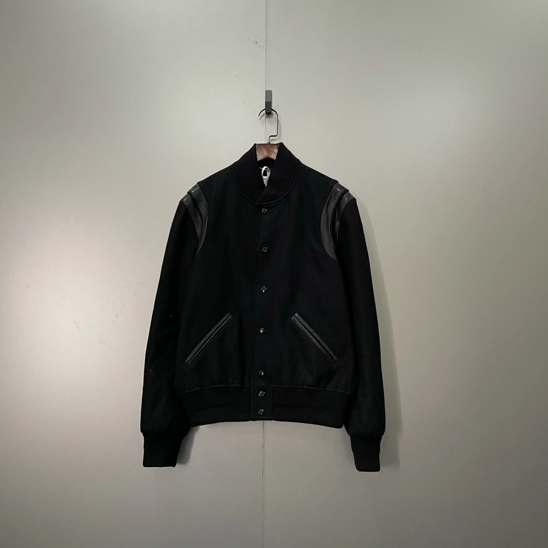 Saint Laurent slp 黑色拼皮棒球服 46码/95新/公价19500/无配件