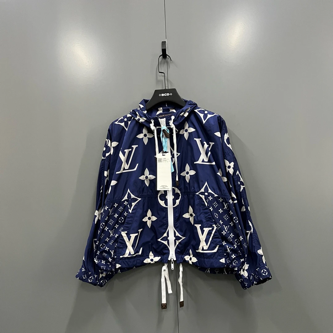 Louis Vuitton lv 蓝色满印老花连帽夹克 36码95新/毒25999无配件