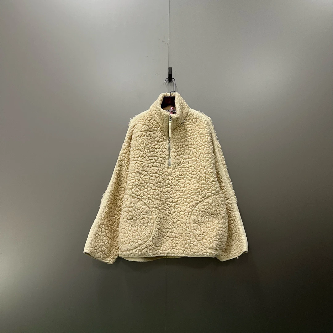 Acne Studios 米白色羊羔绒半拉链夹克 M码/98新/公价4500/无配件