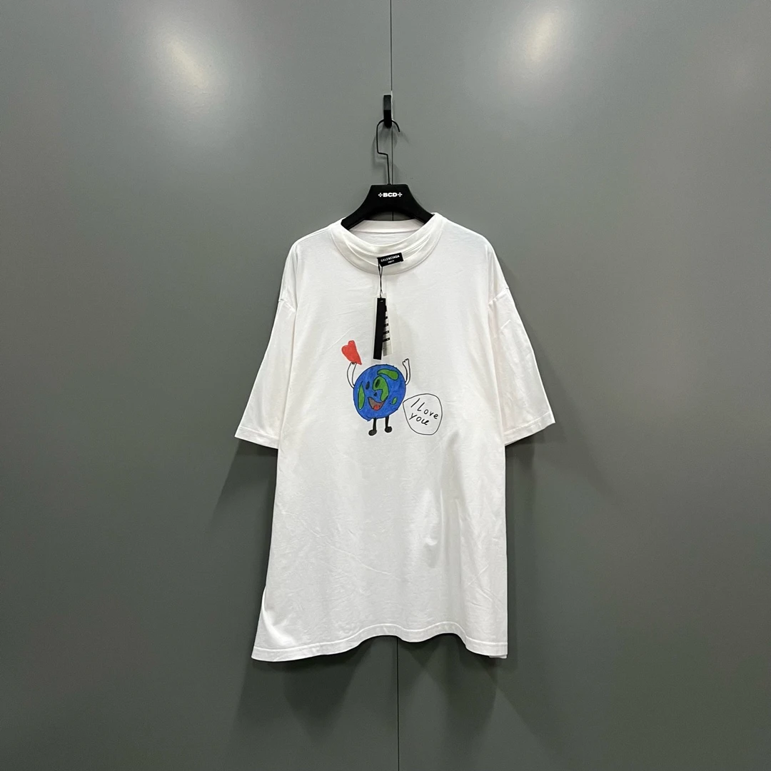 Balenciaga 巴黎世家 涂鸦地球假两件印花短袖 M码/95新/