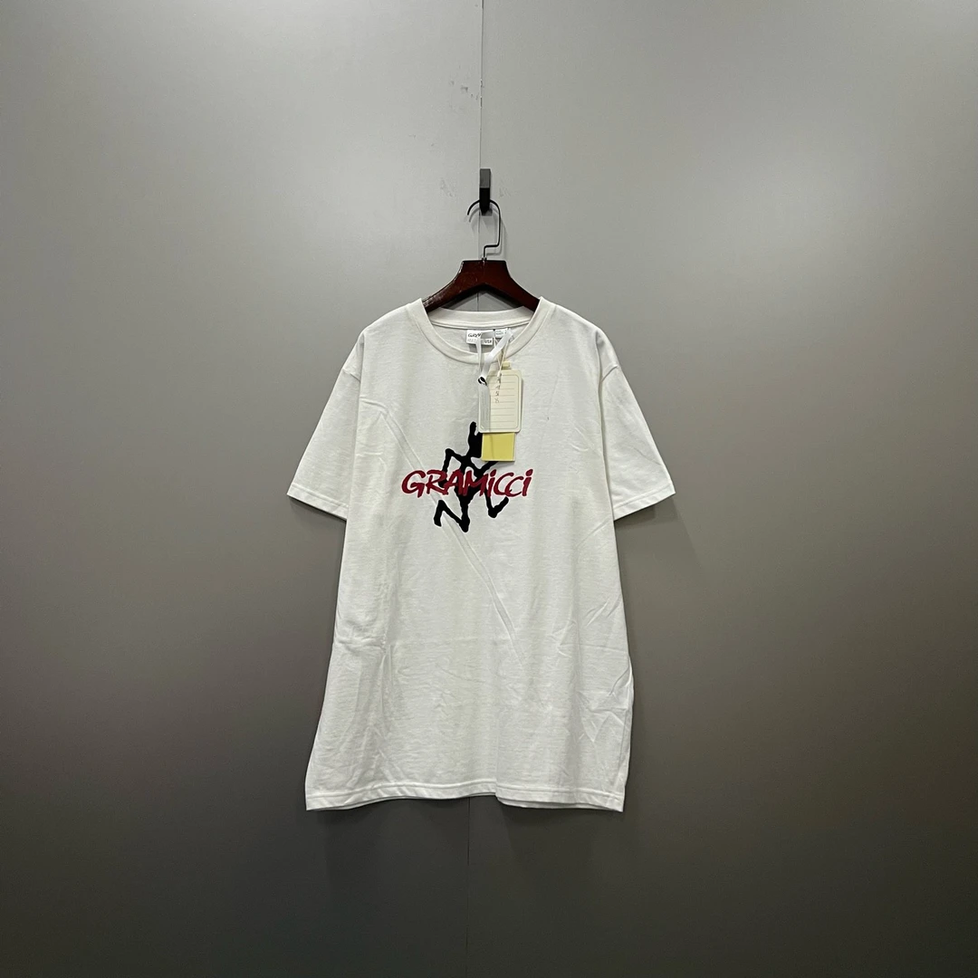 GRAMICCI 白色刺绣人物logo短袖 M码/全新/公价290/吊牌 bc000268