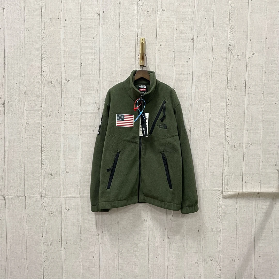 Supreme x The North Face 绿色摇粒绒夹克 M码/95新/毒6899/无配