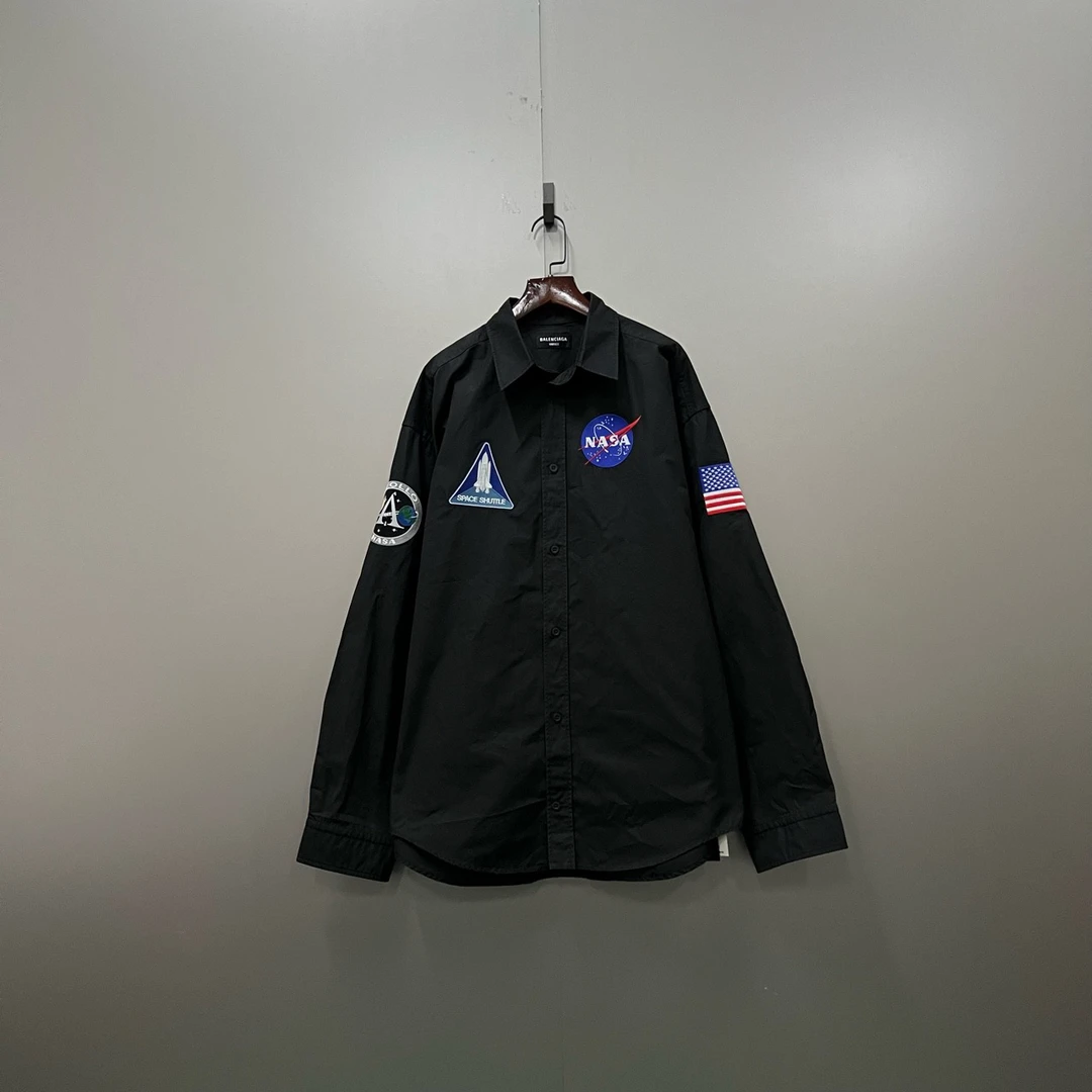Balenciaga 巴黎世家 NASA系列 黑色航天刺绣长袖衬衫 37码/98