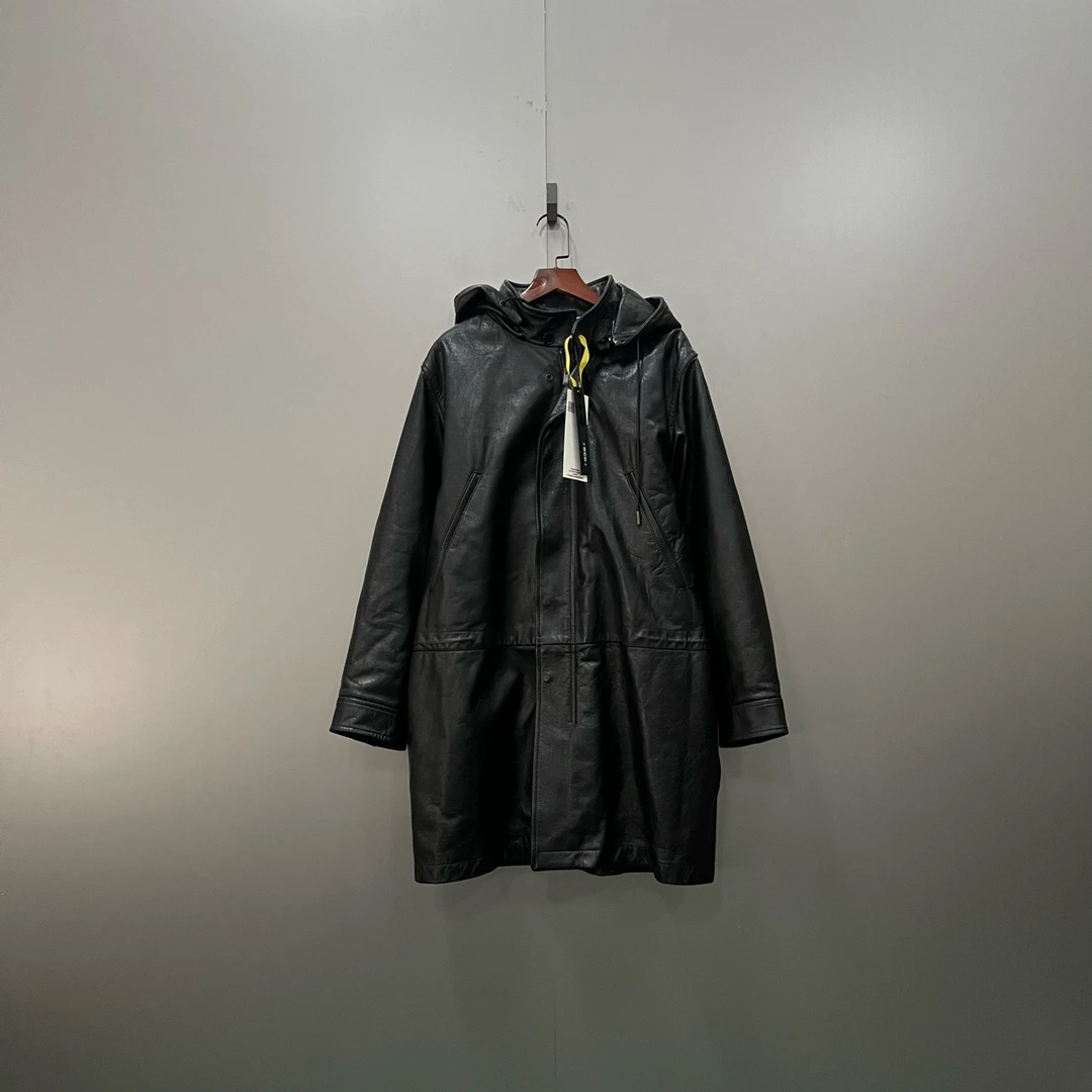 Saint Laurent slp 黑色连帽皮衣夹克 48码/95新/公价40000/无配