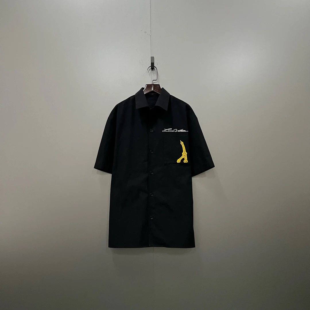 Louis Vuitton lv 字母图案刺绣logo短袖衬衫 M码/98新/毒13899/