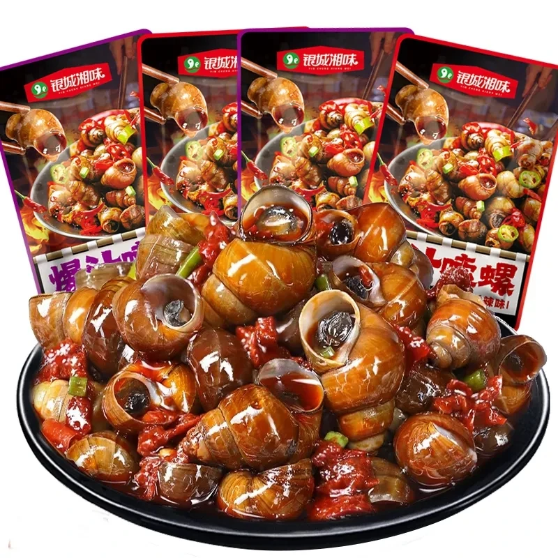 银城湘味爆炒香辣田螺开袋即食零食麻辣嗦螺儿时熟食大袋小包装
