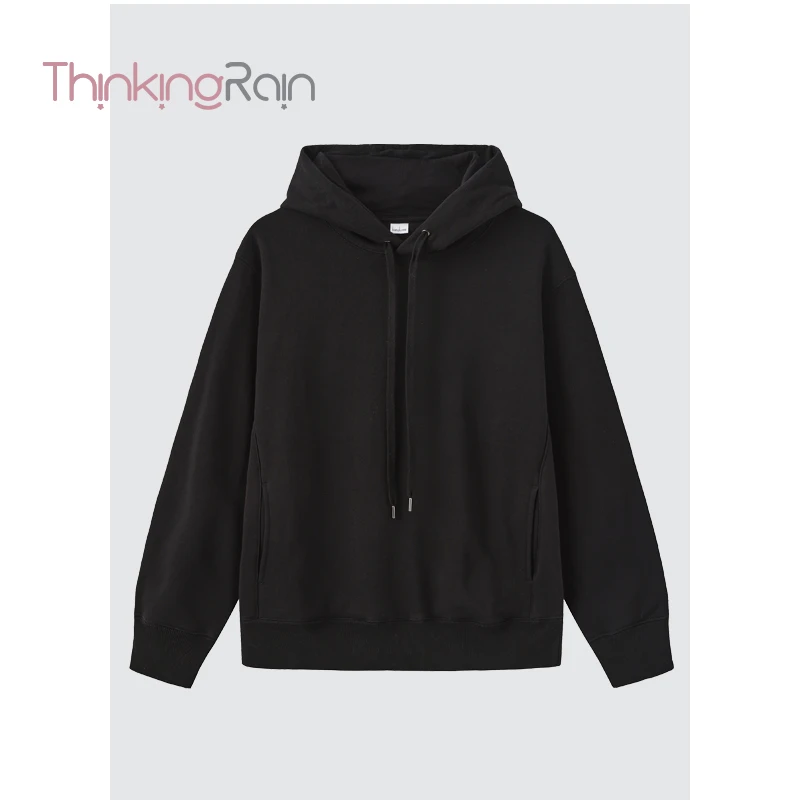 【秋冬百搭加绒系列】2024韩版纯色宽松休闲ins黑色连帽卫衣