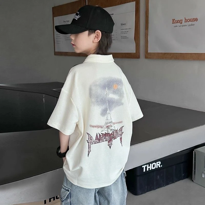 男童POLO衫短袖t恤2025新款中大儿童夏季衣服薄款男孩夏装上衣T潮