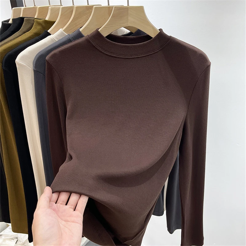 女童秋衣长袖内搭打底衫2025新款洋气中大童半高圆领内搭外穿上衣