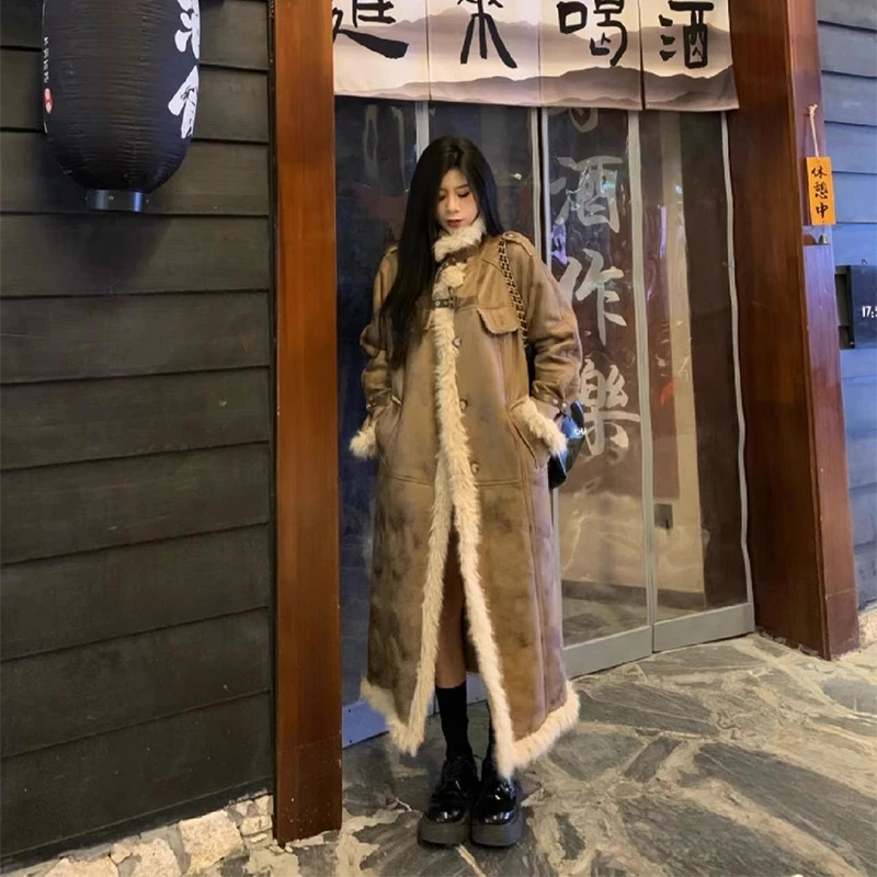皮毛一体百搭毛毛外套女新款冬季加厚毛绒长款环保毛毛大衣30613#