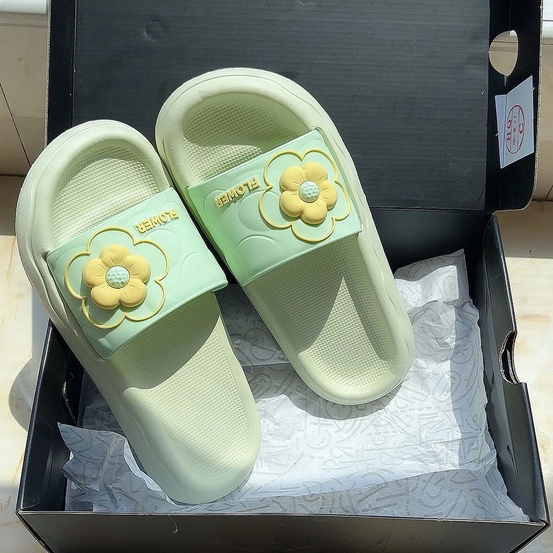 百舒凉拖鞋可爱小花居家洗澡防滑轻便软底EVA防臭外穿