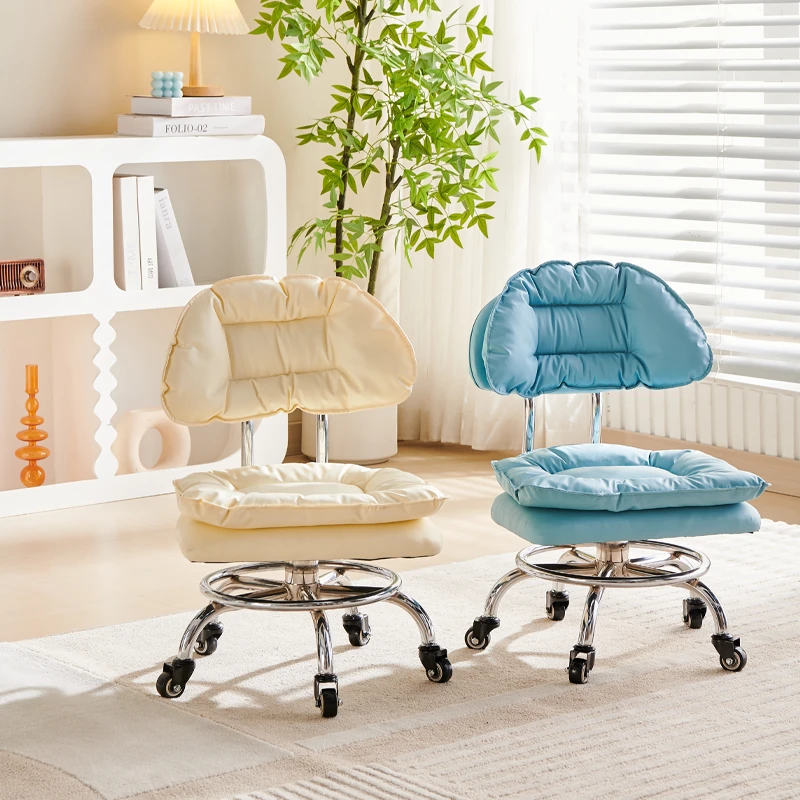 简约柔软矮凳超静音万向滑轮书房凳家用旋转客厅座椅高级感老板椅
