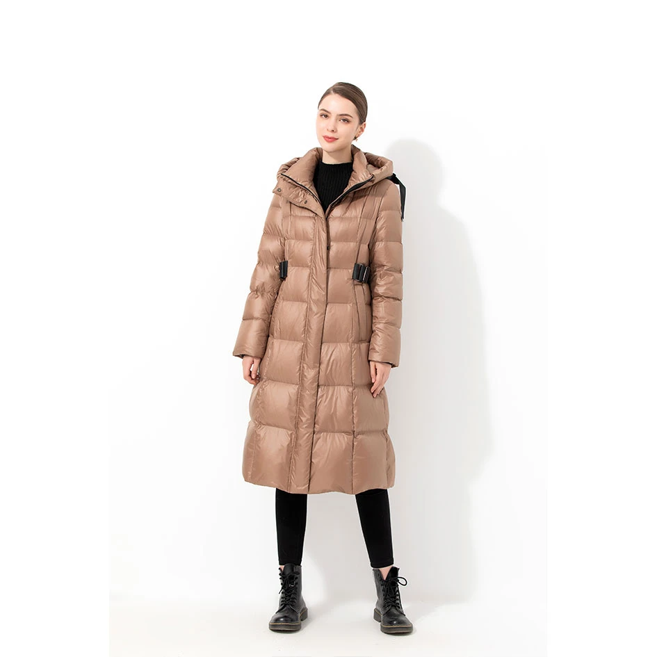冬季新款连帽女装中长款保暖过膝加厚防风韩版鹅绒羽绒服163