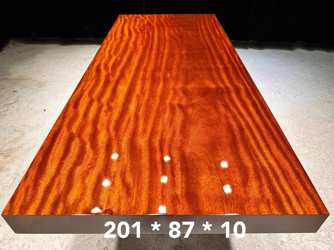 非洲红塔利大板茶台/餐桌/办公桌/接待桌 整板整切原木原纹配支架