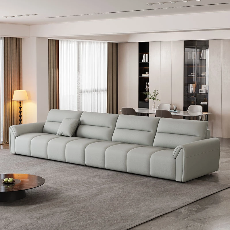 新款钢琴键皮沙发小户型家用轻奢现代极简沙发意式免洗皮沙发