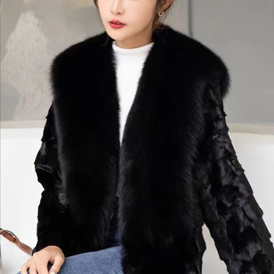 「米多多」女士冬季皮毛一体短款外套休闲百搭新款秋冬2025上衣