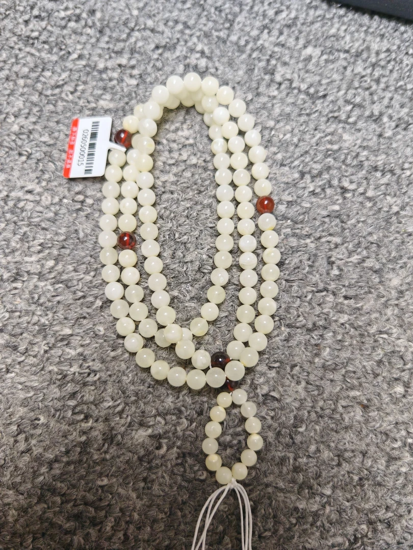 琥珀蜜蜡白蜡108项链6加