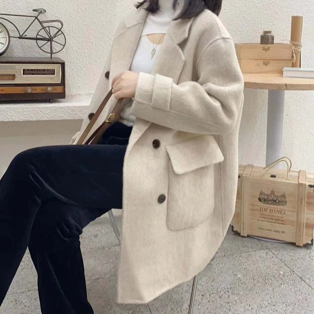 花花/2004-【高端定制】手工缝纫双面呢中长款气质大衣