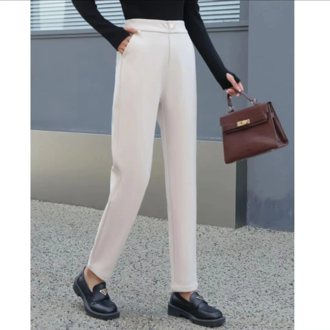 花花/2333-秋季新款一粒扣百搭遮肉显瘦时尚休闲裤