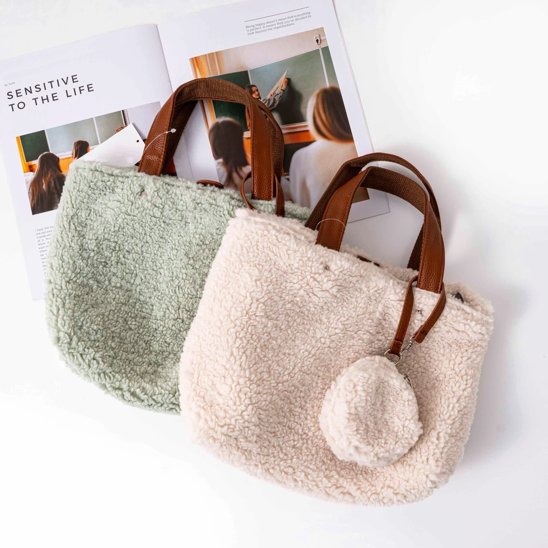 纯色毛绒大容量手拎手提包 CD-0168（A2）