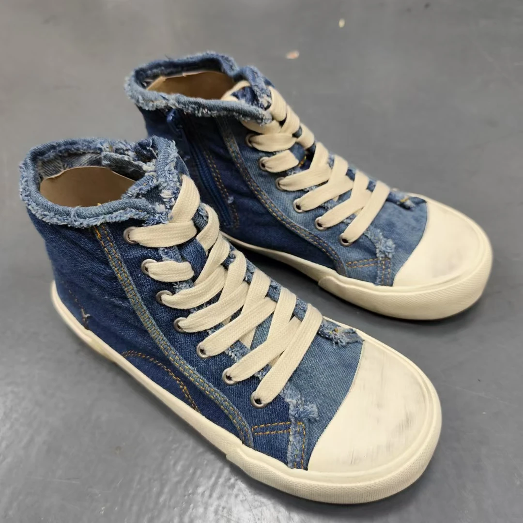 个性做旧休闲百搭系带破洞牛仔高帮鞋 CA- 0688/1.18