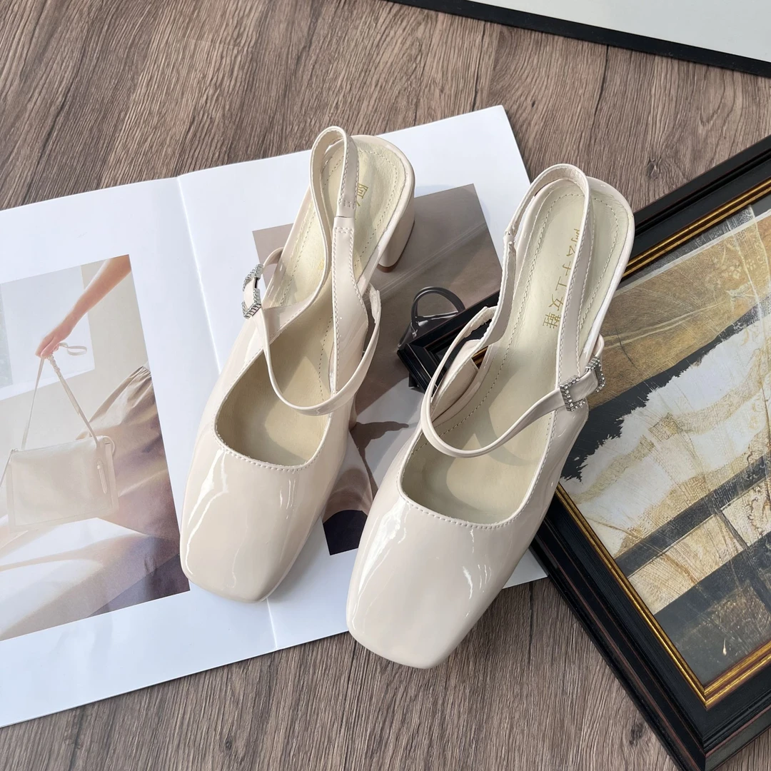 复古气质百搭方头中跟适中凉鞋 1089/CA-0542