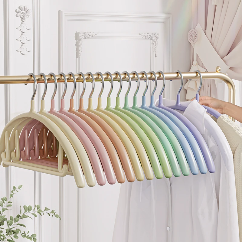 彩虹衣架家用挂衣无痕防肩角挂架防滑不起包护衣衣撑子彩虹色8支