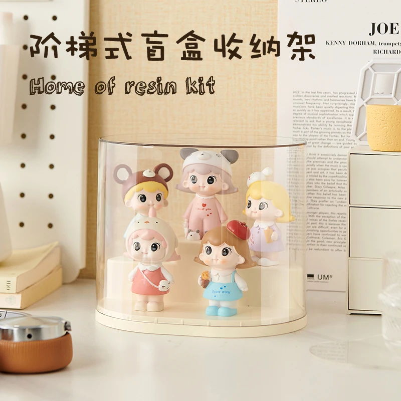 阶梯式防尘手办收纳盒盲盒展示可叠加透明大容量陈列亚克力别墅