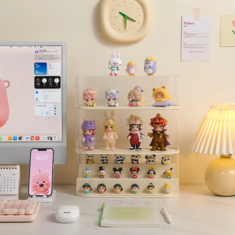 防尘可叠加盲盒收纳展示架透明加高立牌摆件娃娃公仔陈列
