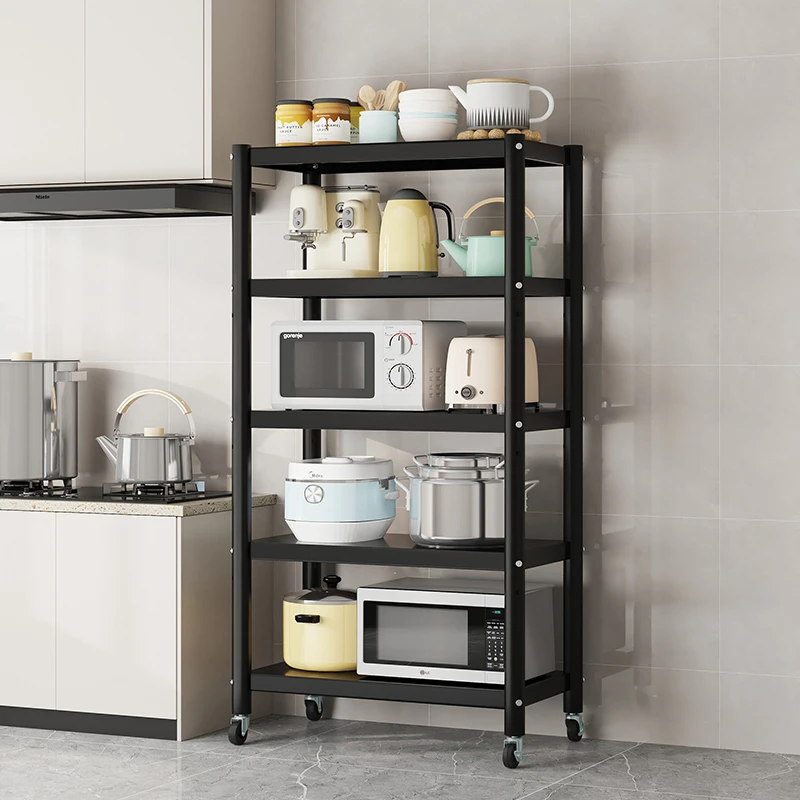 可移动置物架落地多层厨房微波炉架果蔬收纳架调料瓶收纳储物架
