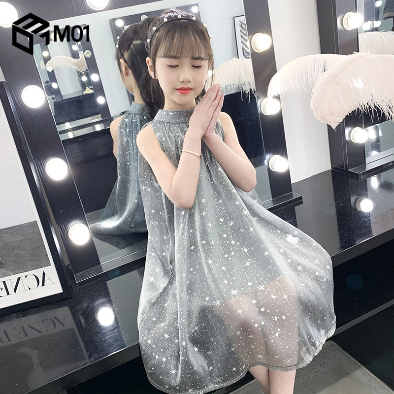 M01女童网纱连衣裙夏季新款儿童洋气超仙无袖纱裙女孩时尚公主裙