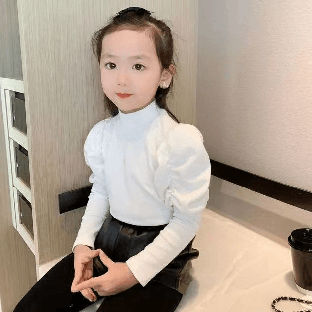女童2024春季新款时尚泡泡袖打底衫(以外包装修正为准)A0439