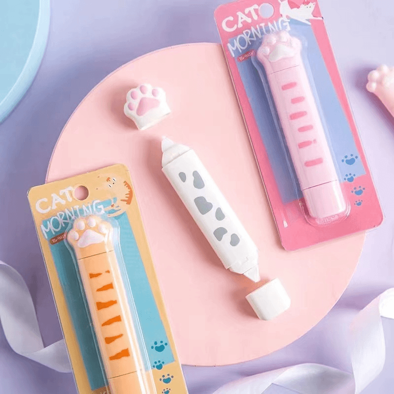 学生猫爪两用点点胶涂改修正带(不挑颜色)R1336